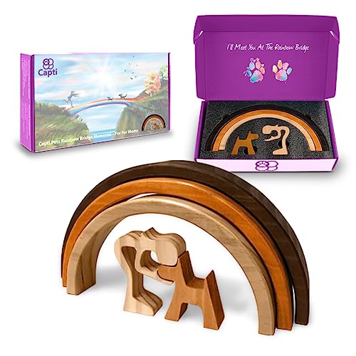 Capti Gedenkgeschenk für Hunde, Motiv: Regenbogenbrücke – „I'll Meet You at The Rainbow Bridge“ – Sentimentale Tierverlust, Trauerfigur, Mutter und Vater, der EIN Haustier verloren hat von Capti