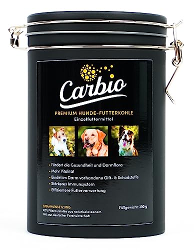 Carbio Hunde-Futterkohle - 300 g Dose (ca. 1000ml) - Für eine gesunde Darmflora und stärkeres Immunsystem von Carbio