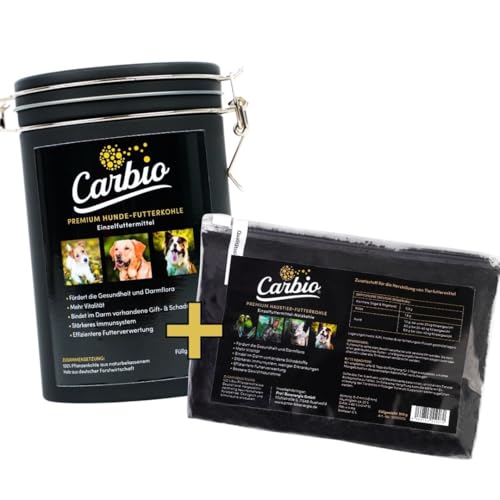 Hunde-Futterkohle 300 g Dose + 300g Nachfüllbeutel von Carbio