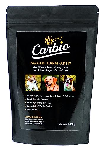 Carbio Hunde Magen-Darm-Aktiv - 150g - Für eine gesunde Verdauung, zur Vorbeugung und als natürliche Sofort-Hilfe bei Durchfall von Carbio