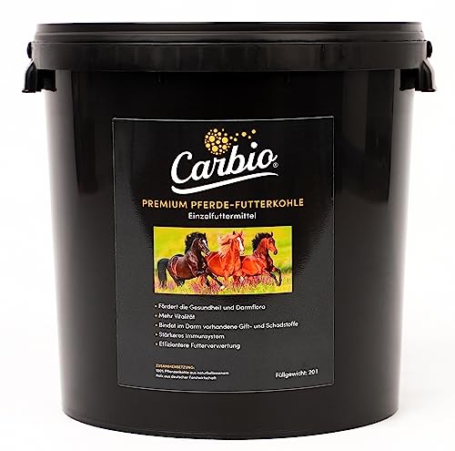 Pferde-Futterkohle - 20l (ca. 7kg) Eimer - Für eine gesunde Verdauung, zur Vorbeugung und als natürliche Sofort-Hilfe bei Durchfall und Kotwasser von Carbio