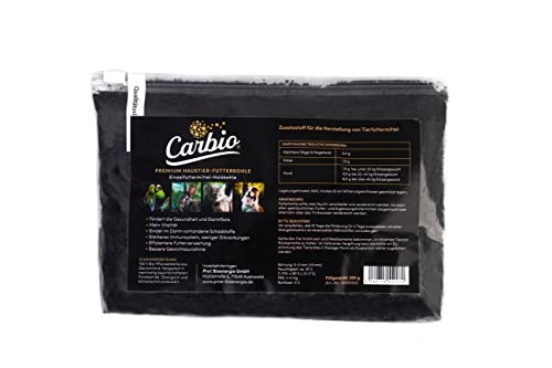 Carbio Premium Haustier-Futterkohle - 300g (ca. 1000ml) Nachfüllbeutel. Für eine gesunde Darmflora und stärkeres Immunsystem. GMP+Zertifiziert von Carbio