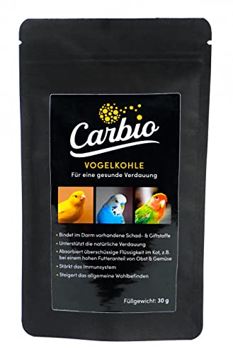 Carbio Vogelkohle - 30g - Für eine gesunde Verdauung, zur Vorbeugung und als natürliche Sofort-Hilfe bei Durchfall und Kotwasser von Carbio