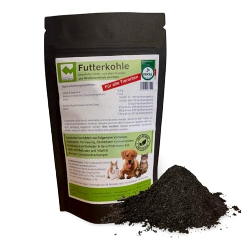 Futterkohle 150 g Nachfüllpack für Hunde, Katzen, Hamster, Meerschweinchen, Kaninchen, Hasen, Vögel, Pferde, nach GMP+ FSA gesichert (150 g) von Carbo Verte