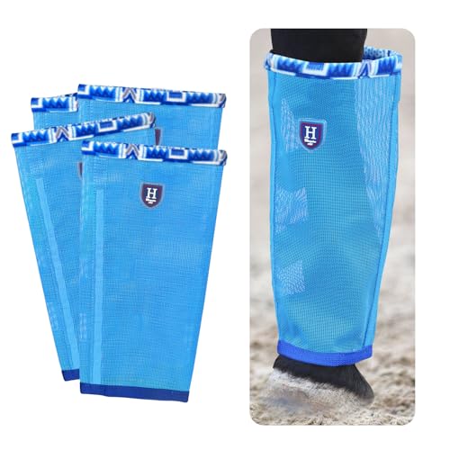 CareMaster Fliegengamaschen aus feinem Netzstoff, lockere Passform, rutschfest, Fleece, Luftstrom, 4 Stück, kühles Blau, Größe S von CareMaster