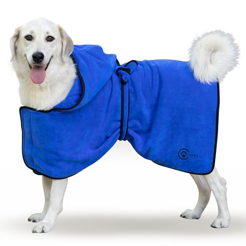 Hunde-Bademantel-Handtuch – super saugfähiger Hundemantel, Haustier-Bademantel, Hunde-Trockenmantel, idealer Hunde-Bademantel für große Hunde, kleine und mittelgroße – stylischer Hundehandtuchmantel von CAREBIA