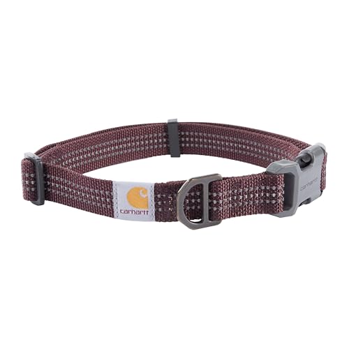 Carhartt Hundehalsband aus Nylon-Gurtband, voll verstellbar, mit robuster Seitenschnalle, Weinrot, Größe L von Carhartt