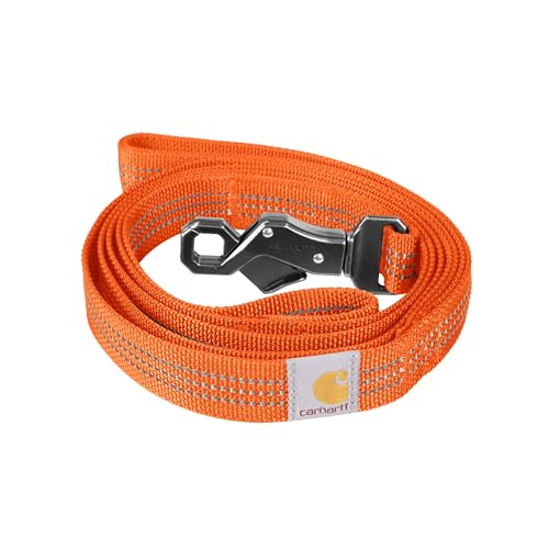 Carhartt Hundeleine mit zwei Griffen, strapazierfähiges 600-Denier-Gewebe mit verstellbaren D-Ring-Metallbeschlägen, Hunter Orange, Größe L von Carhartt
