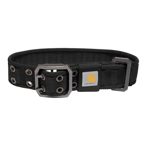 Carhartt Pet Voll Verstellbares breites Gurtband-Halsband für Hunde, strapazierfähiges Nylon zum Spazierengehen und Training, Schwarz, Größe M von Carhartt