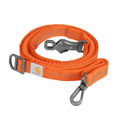 Carhartt Strapazierfähige Hundeleine aus Nylongewebe für Hunde, reflektierende Nähte für Sichtbarkeit, Jägerorange (stoßdämpfend), Größe L von Carhartt