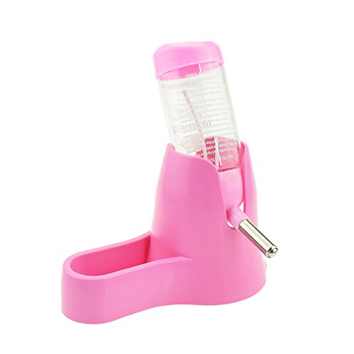 Futterschüssel Mit Deckel -Hamster-Wasserflaschenhalter, 80-ml-Spender mit Basishütte, kleines Haustiernest (Pink, One Size) von Caritierily