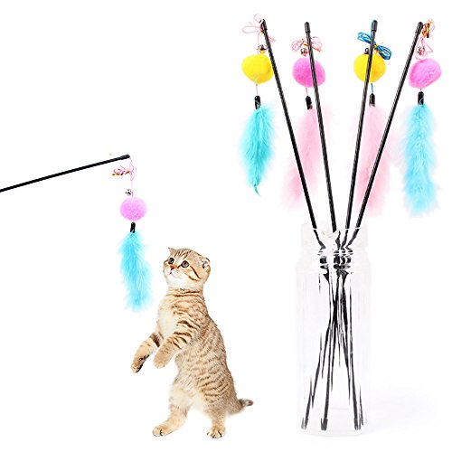 Katzenspielzeug Set Vegan Rod with Bell Toy Cat und Interactive Teaser Pet Others (颜色随机, One Size) von Caritierily