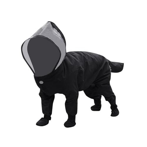 Wassersäule 5000 Mm Welpen-Regenmäntel mit , Hunde-Regenjacke Regenstiefel, Overall, Hunde-Regenponcho für kleine mittelgroße Hunde, Hundestiefel, rutschfeste Hundeschuhe, für Hardshell (Black, XL) von Caritierily