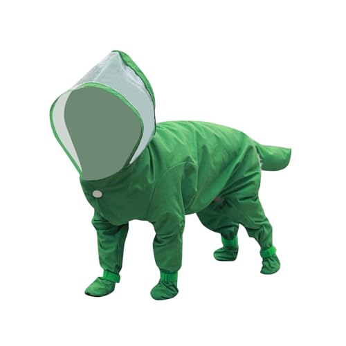 Wassersäule 5000 Mm Welpen-Regenmäntel mit , Hunde-Regenjacke Regenstiefel, Overall, Hunde-Regenponcho für kleine mittelgroße Hunde, Hundestiefel, rutschfeste Hundeschuhe, für Hardshell (Green, M) von Caritierily