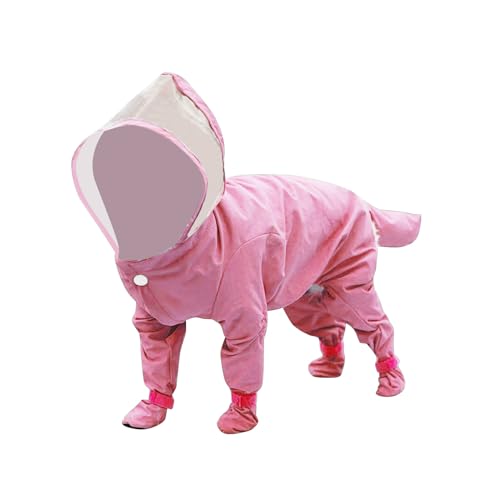 Wassersäule 5000 Mm Welpen-Regenmäntel mit , Hunde-Regenjacke Regenstiefel, Overall, Hunde-Regenponcho für kleine mittelgroße Hunde, Hundestiefel, rutschfeste Hundeschuhe, für Hardshell (Pink, L) von Caritierily