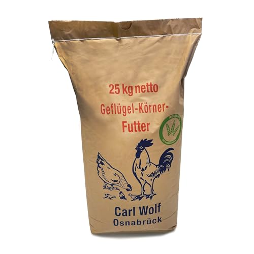 Carl Wolf - Geflügelkörnerfutter - 25 kg - Natürliche Premium-Qualität für gesundes Geflügel - Hühner - Enten - Regional - Naturbelassen - Ohne Gentechnik von Carl Wolf