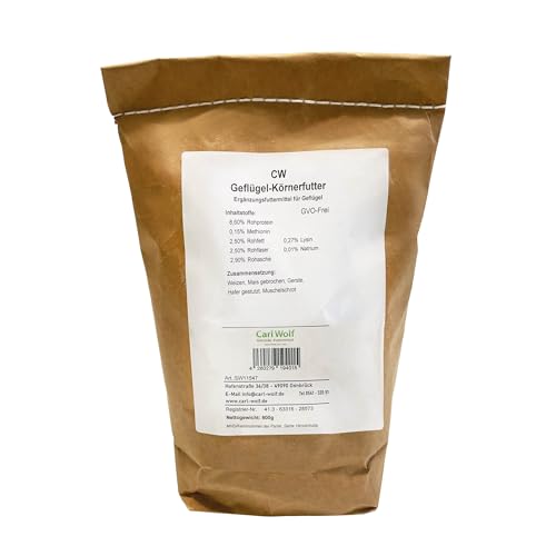 Carl Wolf - Geflügelkörnerfutter - 800g - Probiergröße - Natürliche Premium-Qualität für gesundes Geflügel - Hühner - Enten - Regional - Naturbelassen - Ohne Gentechnik von Carl Wolf