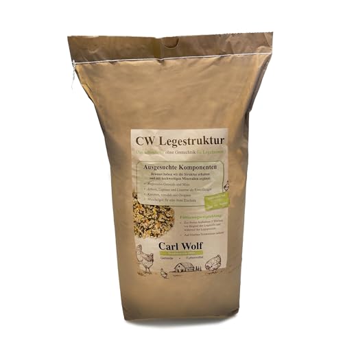 Carl Wolf Legestruktur - 20 kg - Alleinfuttermittel für Legehennen & Hühner - mit Karotte & Oregano - enthält wichtigen Nährstoffe Carl Wolf Legestruktur - 20 kg - Alleinfuttermittel für Legehennen & Hühner - mit Karotte & Oregano - enthält wichtigen Nährstoffe von Carl Wolf