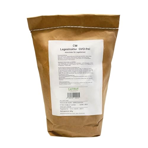 Carl Wolf Legestruktur - 800 g Beutel - Alleinfuttermittel für Legehennen & Hühner - mit Karotte & Oregano - enthält wichtigen Nährstoffe Carl Wolf Legestruktur - 800 g Beutel - Alleinfuttermittel für Legehennen & Hühner - mit Karotte & Oregano - enthält wichtigen Nährstoffe von Carl Wolf