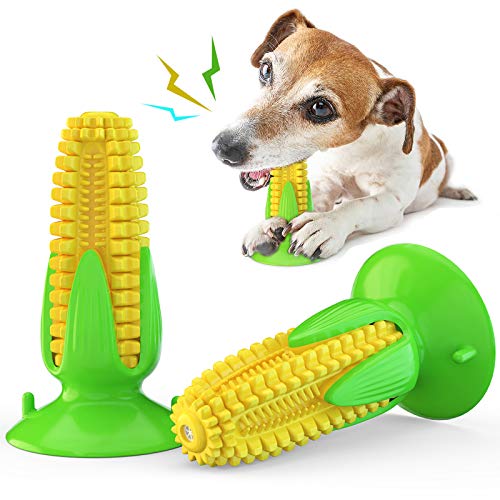 Carllg Dog Chew Toys, Puppy Toothbrush Clean Teeth Interactive Corn Suction Cup Toys, Dog Toys Aggressive Chewers Small Me... von Carllg