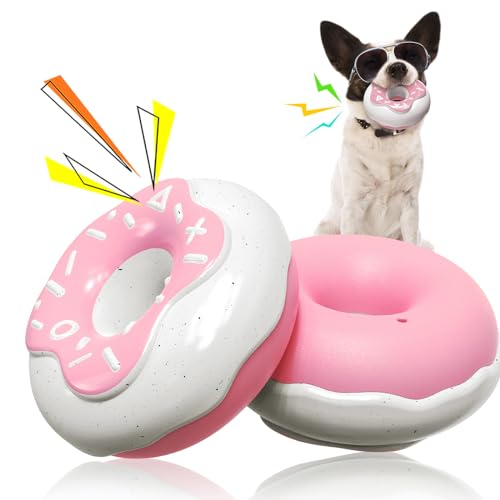 Carllg Hundespielzeug, Kauspielzeug für aggressive Kauer, Beißspielzeug für Welpen, Donut-Quietschspielzeug für kleine, mittelgroße und große Rassen von Carllg
