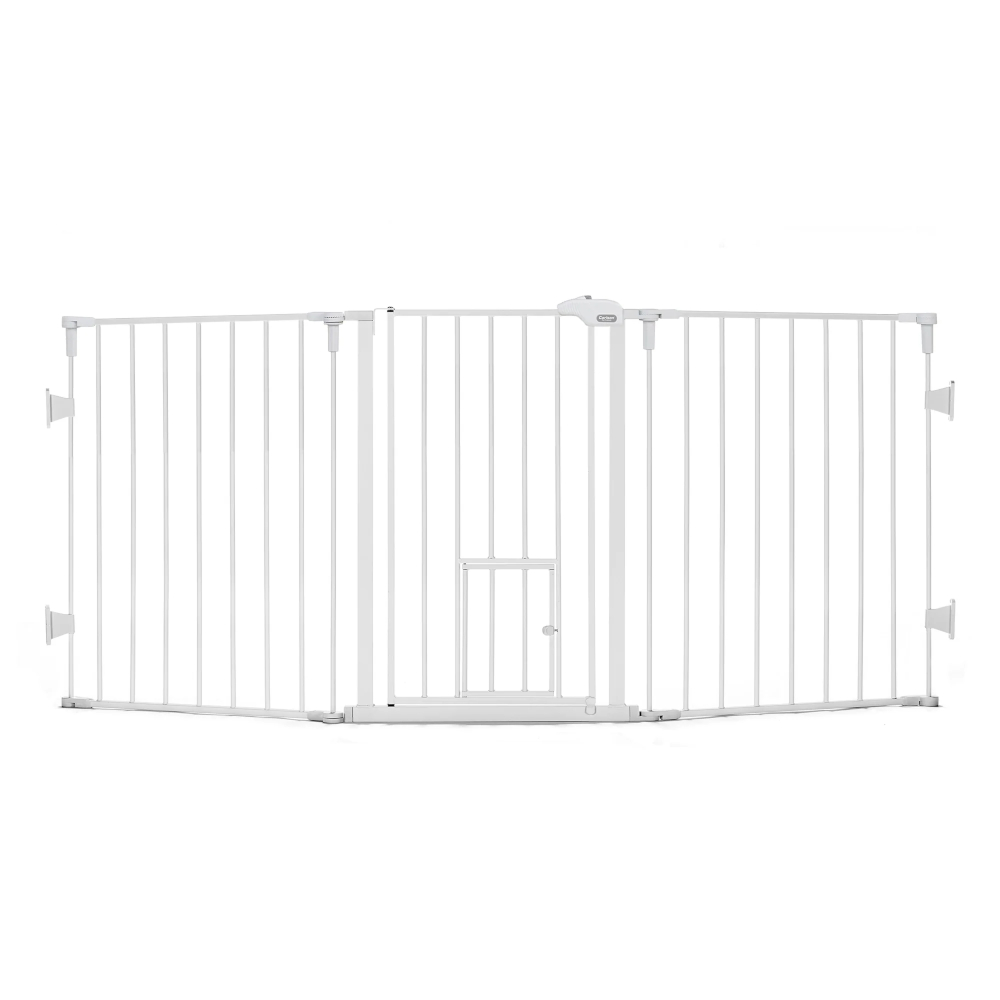 Carlson Flexi extrabreites Absperrgitter mit Kleintiertür - B 132,08 - 193,04 x H 71,12 cm von Carlson Pet Products