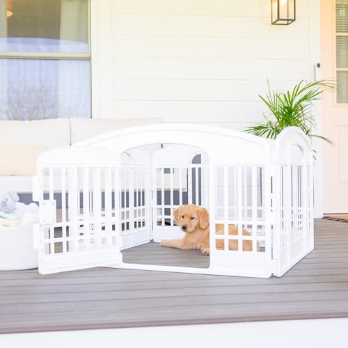 Carlson Haustiergehege aus Kunststoff, 4 Paneele, tragbar, sicher und einfach zu bedienen, Laufstall für kleine Haustiere, 61 cm hoch, weiß, inklusive Tür und Schloss, ideal für kleine Haustiere, von Carlson Pet Products