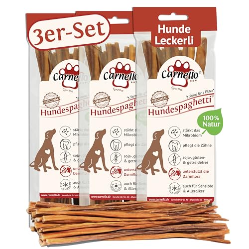 Carnello Hundeleckerli – Hundespaghetti – Hunde Leckerlis, Leckereien für Hunde, Leckerli Hund, Hundesnacks – Hundeleckerli getreidefrei - Leckerlibeutel für Hunde (3 x 60g) von Carnello