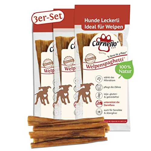 Carnello Hundeleckerli kleine Hunde – Welpenspaghetti – Welpen Leckerlies, Leckereien für Hunde, Hundesnack – Hundeleckerli Getreidefrei - Leckerlibeutel klein (3 x 30g) von Carnello