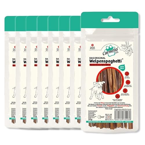 Carnello Welpenspaghetti, Leckerli für kleine Hunde Getreidefreier Hundesnack - Wiederverschließbarer Beutel (8 x 30g) von Carnello