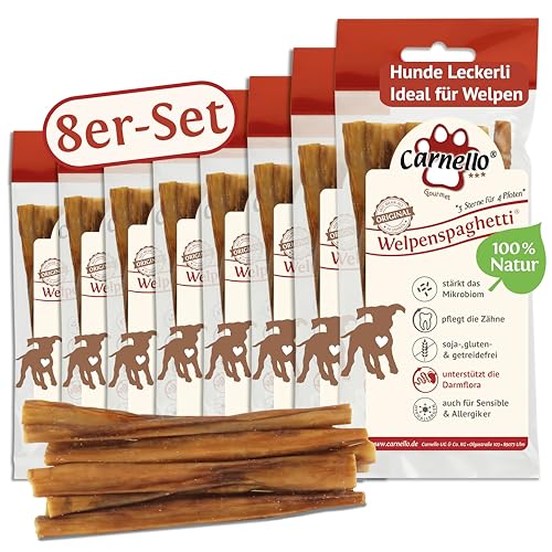 Carnello Welpenspaghetti, Leckerli für kleine Hunde Getreidefreier Hundesnack - Wiederverschließbarer Beutel (8 x 30g) von Carnello