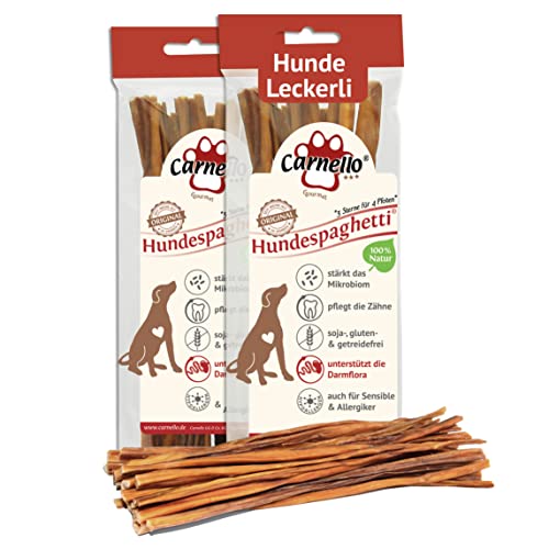 Carnello Hundeleckerli – Hundespaghetti – Hunde Leckerlis, Leckereien für Hunde, Leckerli Hund, Hundesnacks – Hundeleckerli getreidefrei - Leckerlibeutel für Hunde (2 x 60g) von Carnello