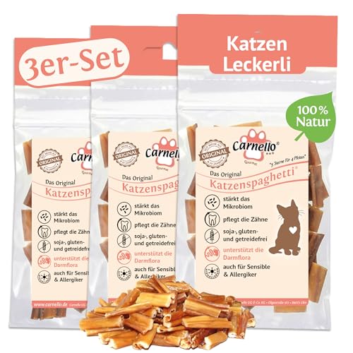 Carnello Katzen Leckerlies – Katzenspaghetti – Katzenleckerlies, Katzen Sticks, Katzen Snacks, Katzensnack, Leckerli Katze - Gesundheitsprodukte für Katzen (3 x 30g) von Carnello