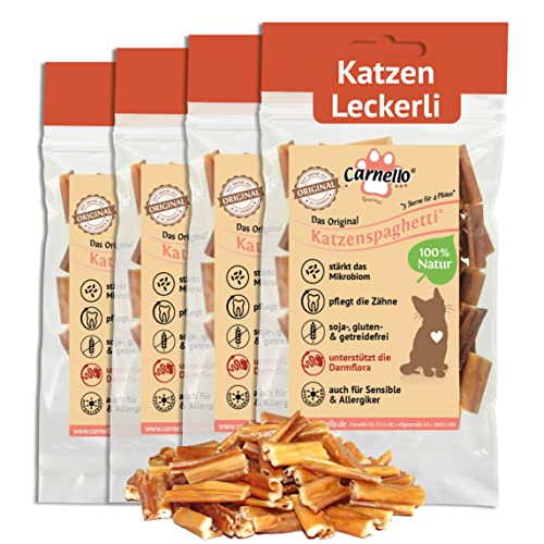 Carnello Katzen Leckerlies – Katzenspaghetti – Katzenleckerlies, Katzen Sticks, Katzen Snacks, Katzensnack, Leckerli Katze - Gesundheitsprodukte für Katzen (4 x 30g) von Carnello