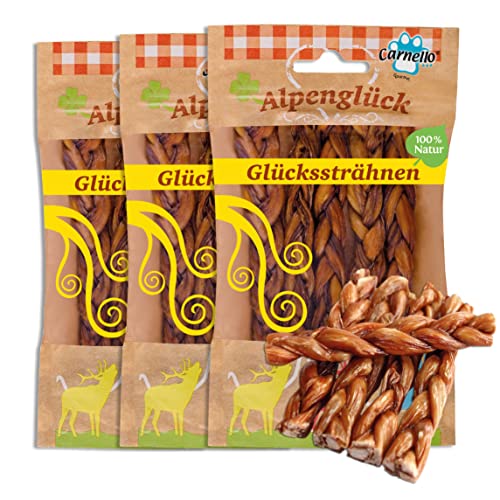 Carnello Knabberstangen Hund Getreidefrei – Alpenglück Glückssträhnen – Hunde Leckerlis, Hunde Knabberspaß – Hundeleckerli Getreidefrei - Wiederverschließbare Beutel (3 x 5 Stück) von Carnello