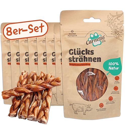Carnello Knabberstangen Hund Getreidefrei – Alpenglück Glückssträhnen – Hunde Leckerlis, Hunde Knabberspaß – Hundeleckerli Getreidefrei - Wiederverschließbare Beutel (8 x 5 Stück) von Carnello