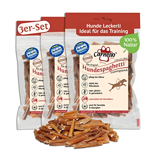 Carnello Trainingsleckerli Hunde – Hundespaghetti Training – Hunde Leckerlis, Leckereien für Hunde – Hundeleckerli getreidefrei - Wiederverschließbare Beutel (3 x 100g) von Carnello