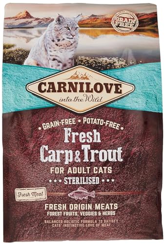 Carnilove Carnilove Fre Carp & Trout Sterilise Trockenfutter für Katzen, 2 kg, 23 x 86,96 g, Gesamtgewicht: 2000 g von CARNILOVE