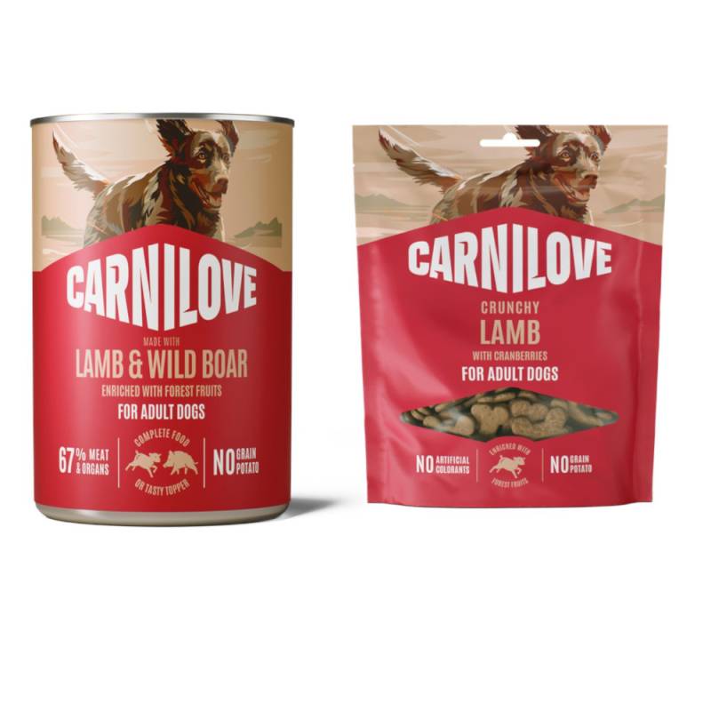 6 x 400 g Carnilove in Paté + 200 g Crunchy Snack zum Sonderpreis!  - Lamm & Wildschwein + Lamm mit Preiselbeeren von Carnilove