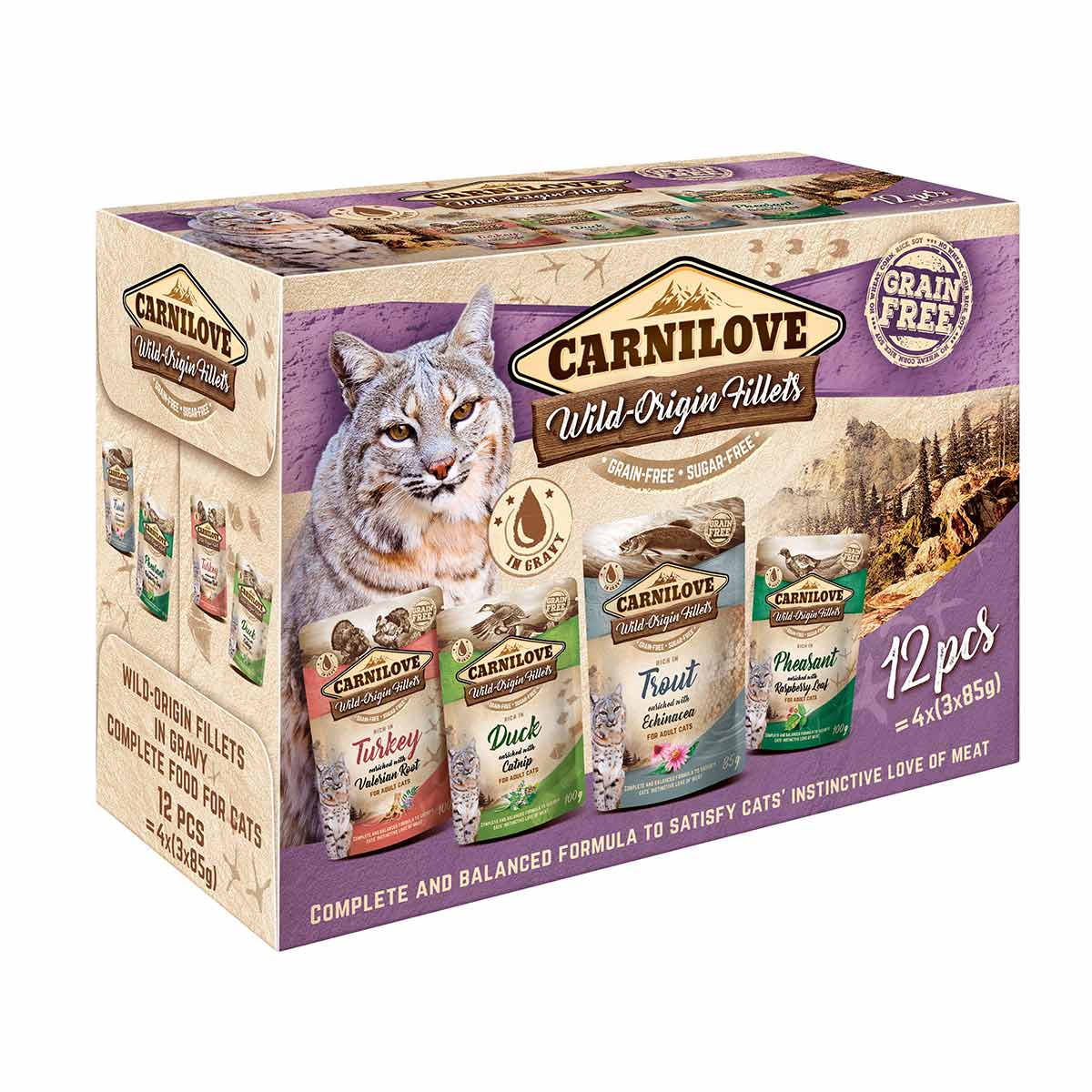 Carnilove Cat Pouch Ragout - Multipack mit 4 Sorten (Turkey, Duck, Trout, Pheasant) - 12x85g von Carnilove