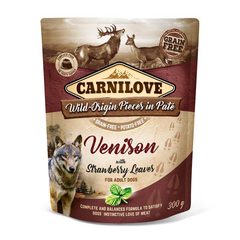 Carnilove Dog Pouch Paté - Venison with Strawberry Leaves 12x300g von Carnilove