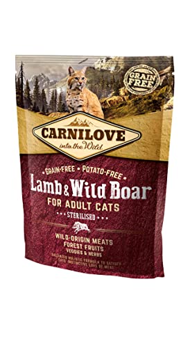 Carnilove 512324 Wild Boar Dry Cat Food, Lamb 400 g – Dry Food for Cats (Wild Boar, Lamb, 400 g, Any Breed) von CARNILOVE