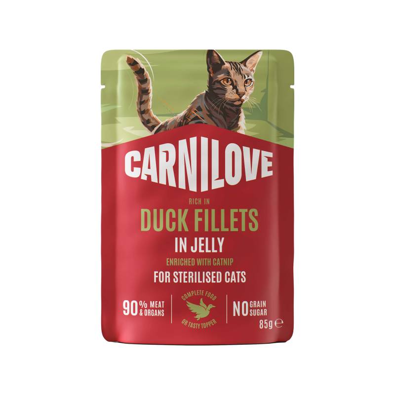 Carnilove Pouch Jelly Sterilised - Ente verfeinert mit Katzenminze - 24 x 85 g von Carnilove
