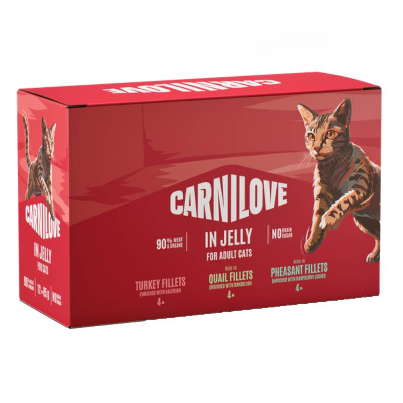 Sparpaket Carnilove Cat Pouch 24 x 85 g - Mixpaket in Gelee (3 Sorten) von Carnilove
