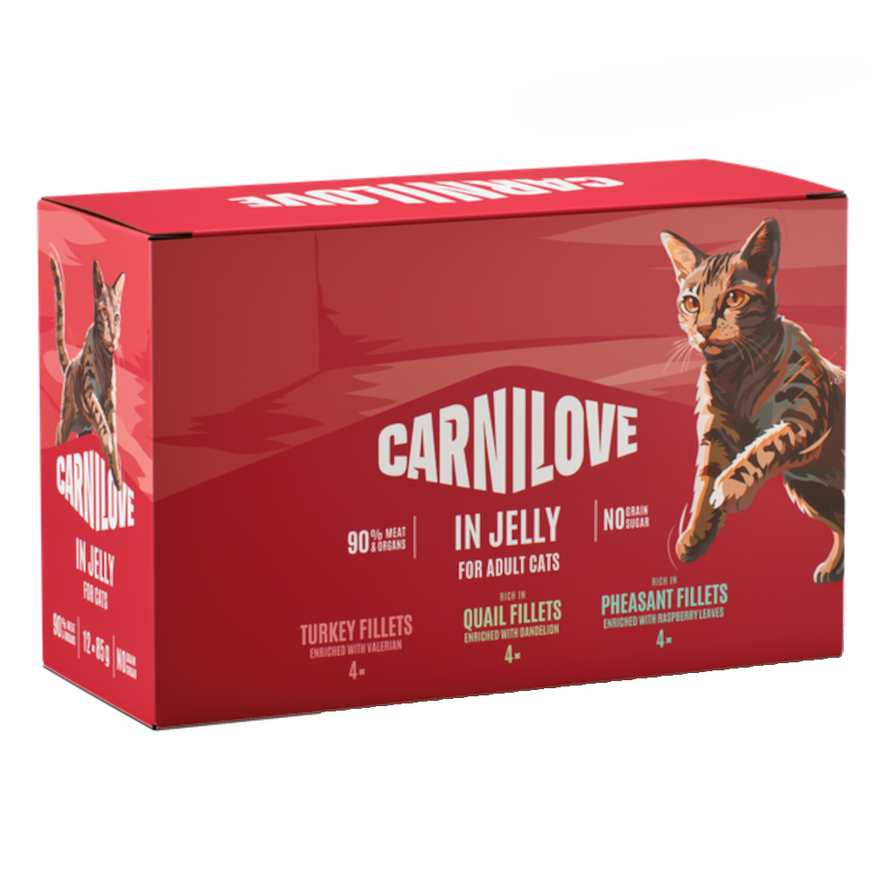 Sparpaket Carnilove Cat Pouch 48 x 85 g - Mixpaket in Gelee (3 Sorten) von Carnilove