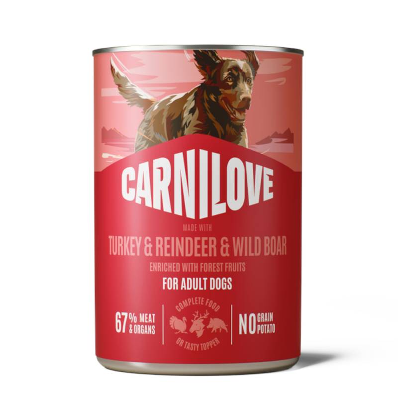 Sparpaket Carnilove Dog in Paté 24 x 400 g - Truthahn & Rentier & Wildschwein von Carnilove
