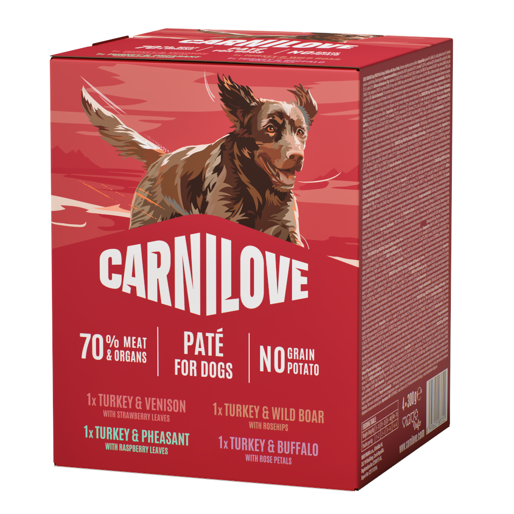 Sparpaket Carnilove Dog in Paté Pouches 8 x 300 g - Truthahn-Mix (4 Sorten) von Carnilove