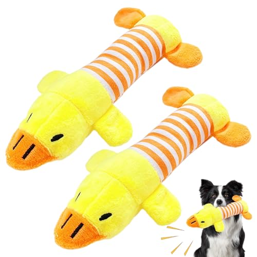 2 PCS Anti Stress Ente Hund, Anti Stress Ente Antistressente für Hunde, Gelb Quietsch Spielzeug, Fördert Die Psychische Gesundheit, Hundespielzeug Ente Ideal für Mundreinigung und Tägliche Aktivitäten von Carreneu