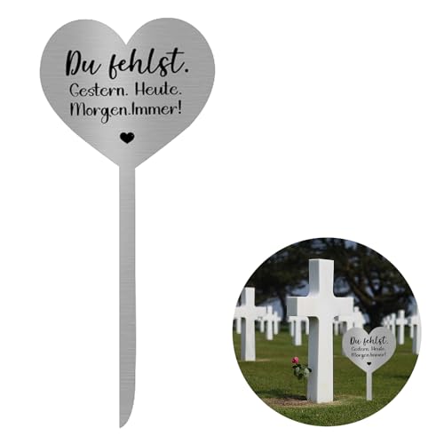 Carreuty Grabschmuck Gedenkgeschenke Edelstahl Herz mit Spruch Du Fehlst. Gestern. Heute. Morgen. Immer! Grabschmuck eine Wetterfeste Erinnerung aus Edelstahl Andenken Dekoherz Trauer Carreuty Grabschmuck Gedenkgeschenke Edelstahl Herz mit Spruch Du Fehlst. Gestern. Heute. Morgen. Immer! Grabschmuck eine Wetterfeste Erinnerung aus Edelstahl Andenken Dekoherz Trauer von Carreuty