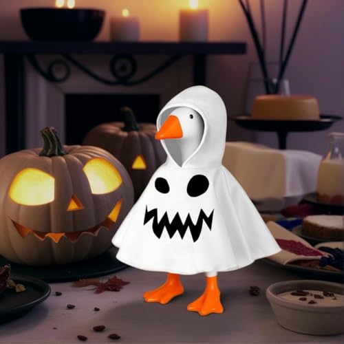 Halloween-Veranda-Gans-Outfits, 17,8 cm, Schreibtisch-Gans-Outfits, weiße Geister-Kapuzenpullover, Tisch-Gans-Zubehör, Mini-Veranda-Gänse-Kostüm, magnetische Gans-Statue, Schlüsselhalter, Kleidung für von Carroterr